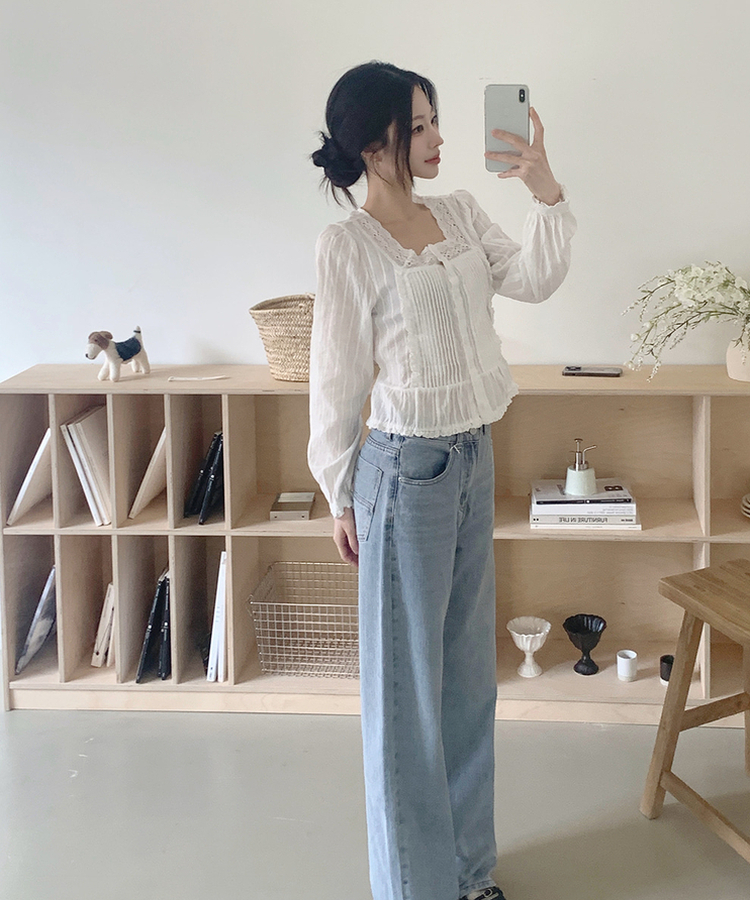 【丈別】ストライプウォッシングデニムパンツ LIGHT DENIM