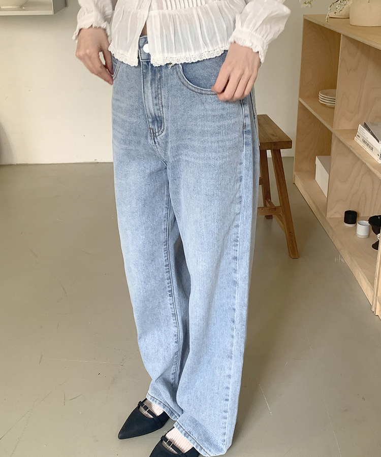 【丈別】ストライプウォッシングデニムパンツ LIGHT DENIM