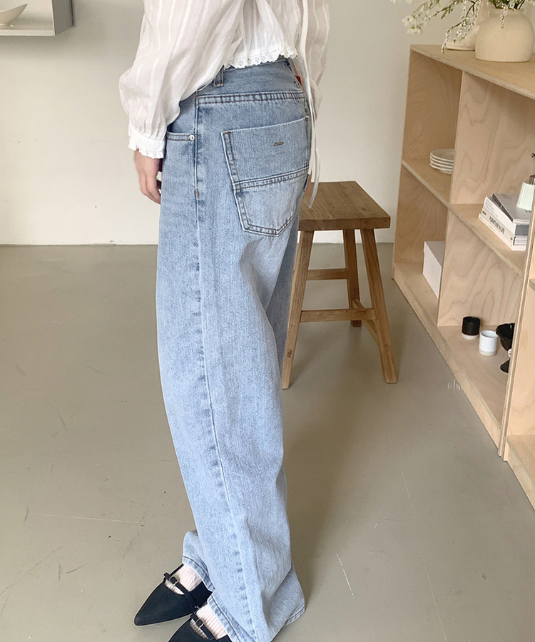 【丈別】ストライプウォッシングデニムパンツ LIGHT DENIM