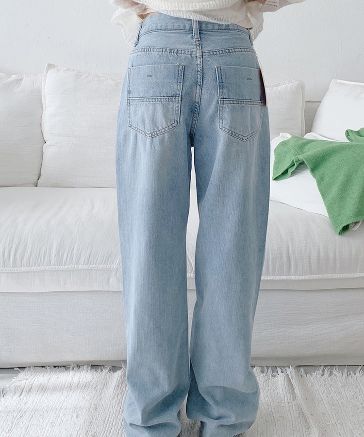 【丈別】ストライプウォッシングデニムパンツ LIGHT DENIM