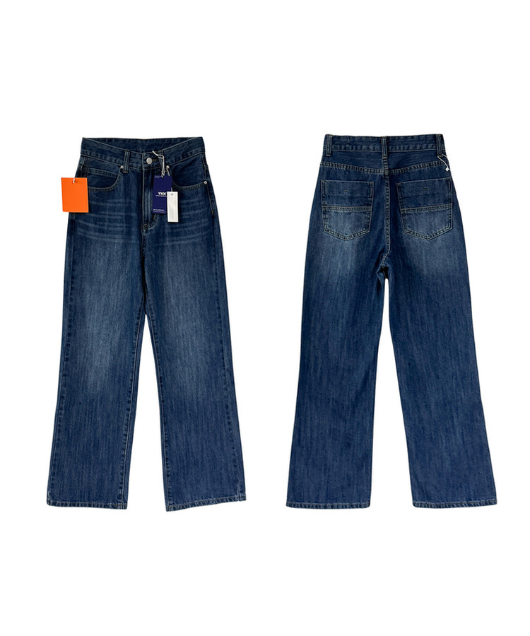 【丈別】ストライプウォッシングデニムパンツ