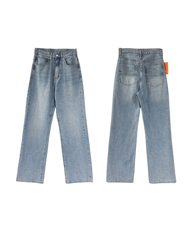 【丈別】ストライプウォッシングデニムパンツ