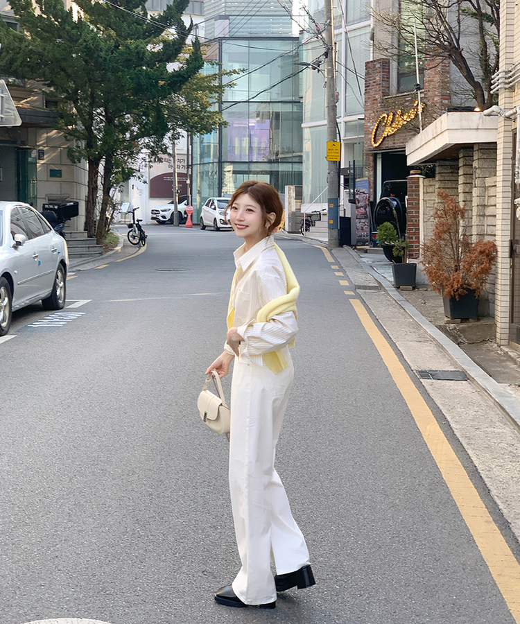 【丈別】デイリーコットンワイドパンツ WHITE