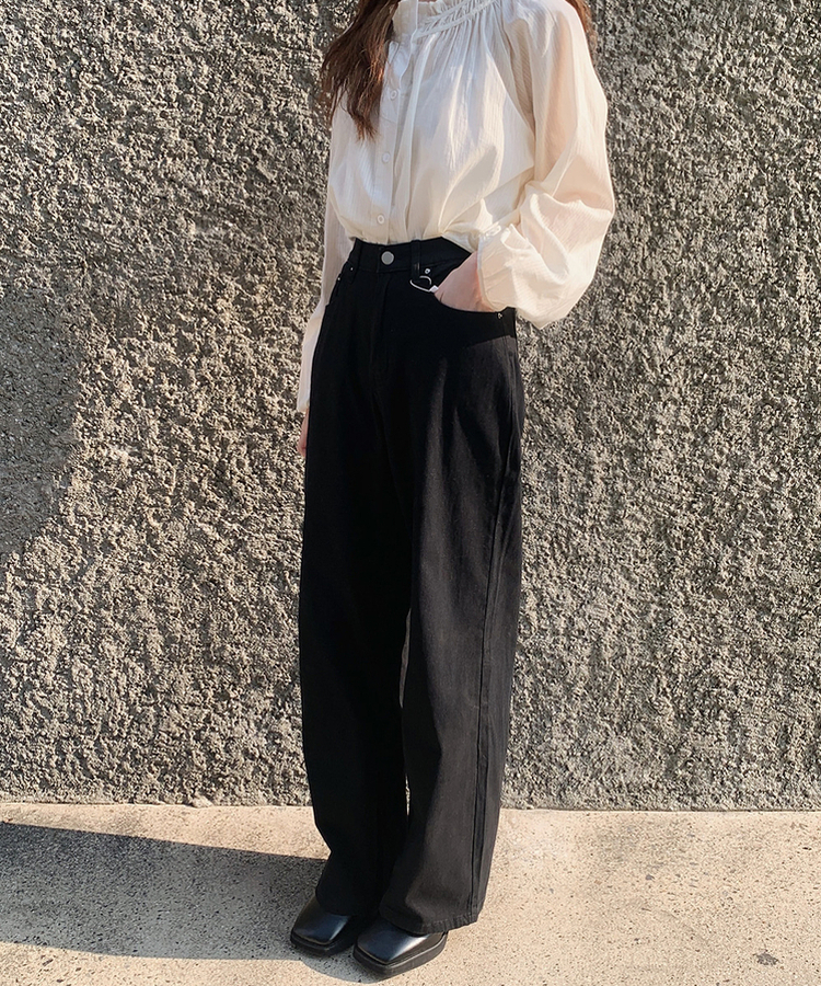 【丈別】デイリーコットンワイドパンツ BLACK