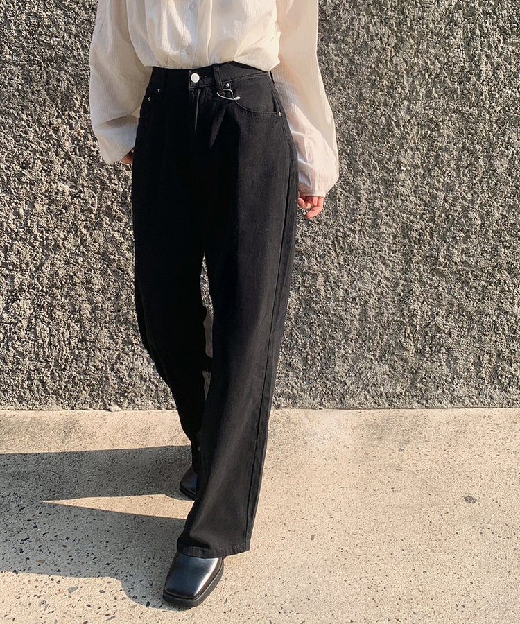 【丈別】デイリーコットンワイドパンツ BLACK