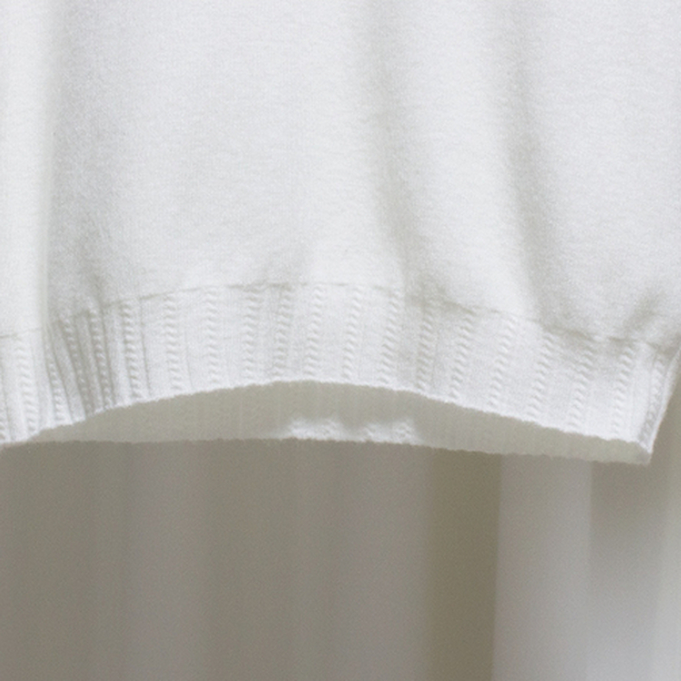 フリルネックパフクロップ半袖ニット