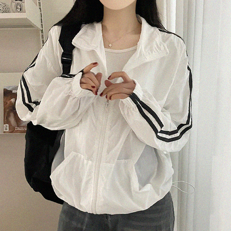 トラックラインジップアップウィンドブレーカー WHITE