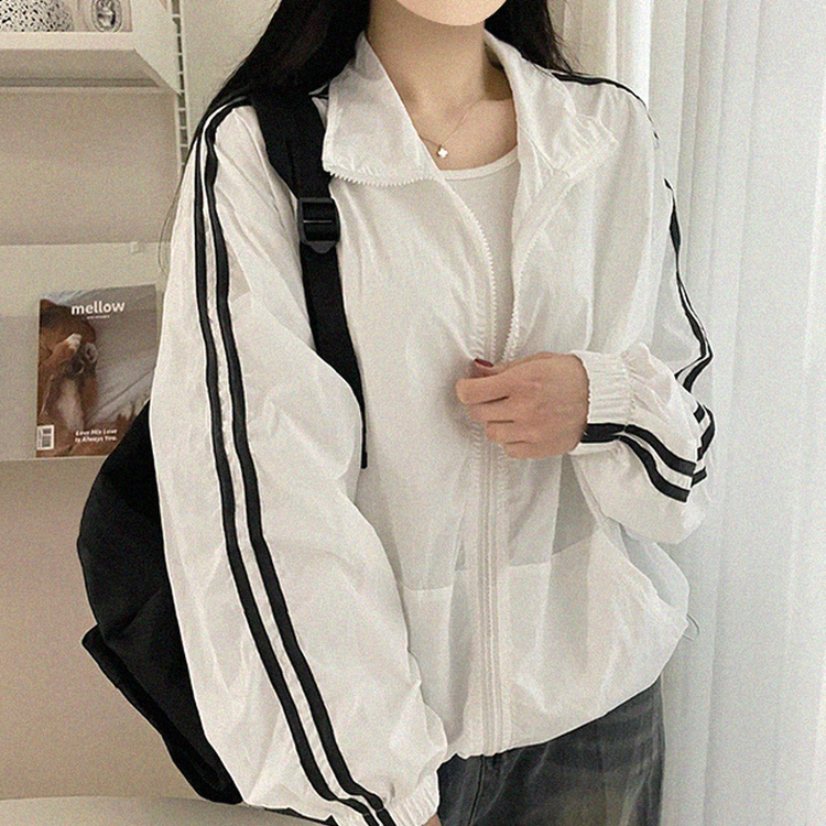 トラックラインジップアップウィンドブレーカー WHITE