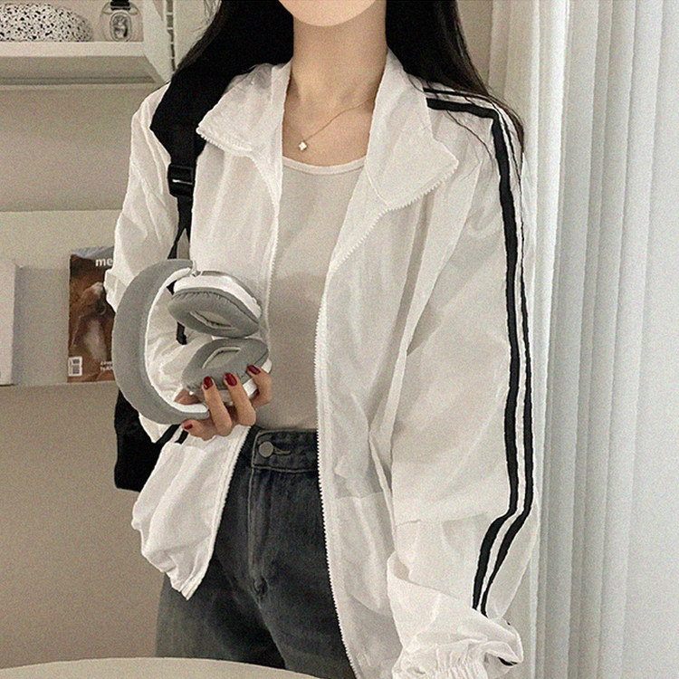 トラックラインジップアップウィンドブレーカー WHITE