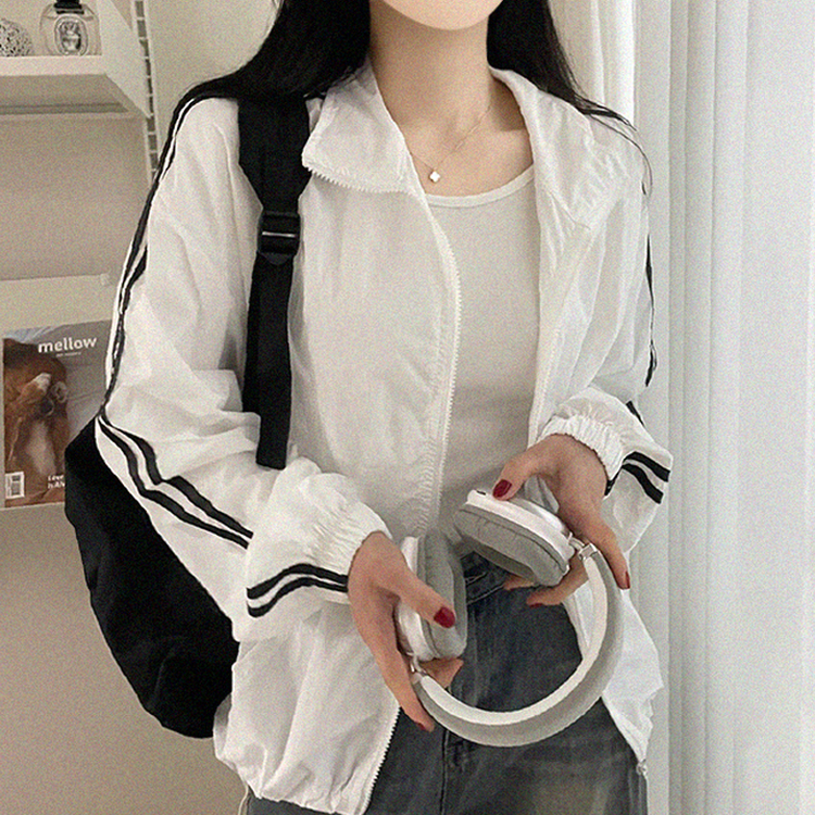 トラックラインジップアップウィンドブレーカー WHITE