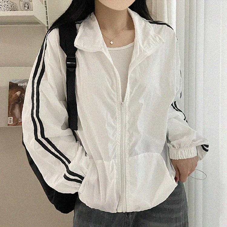 トラックラインジップアップウィンドブレーカー WHITE