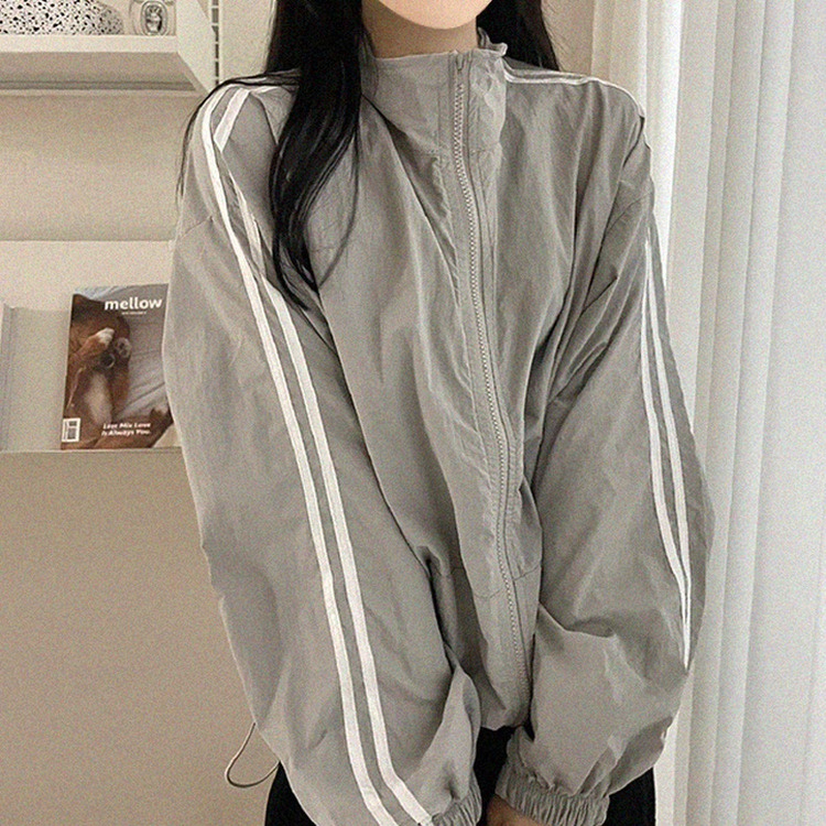 トラックラインジップアップウィンドブレーカー GREY