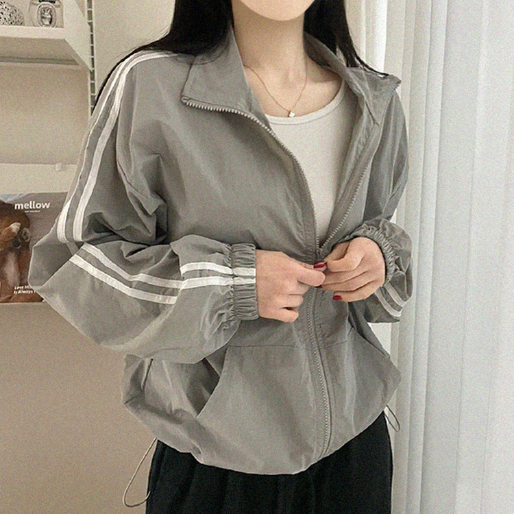 トラックラインジップアップウィンドブレーカー GREY