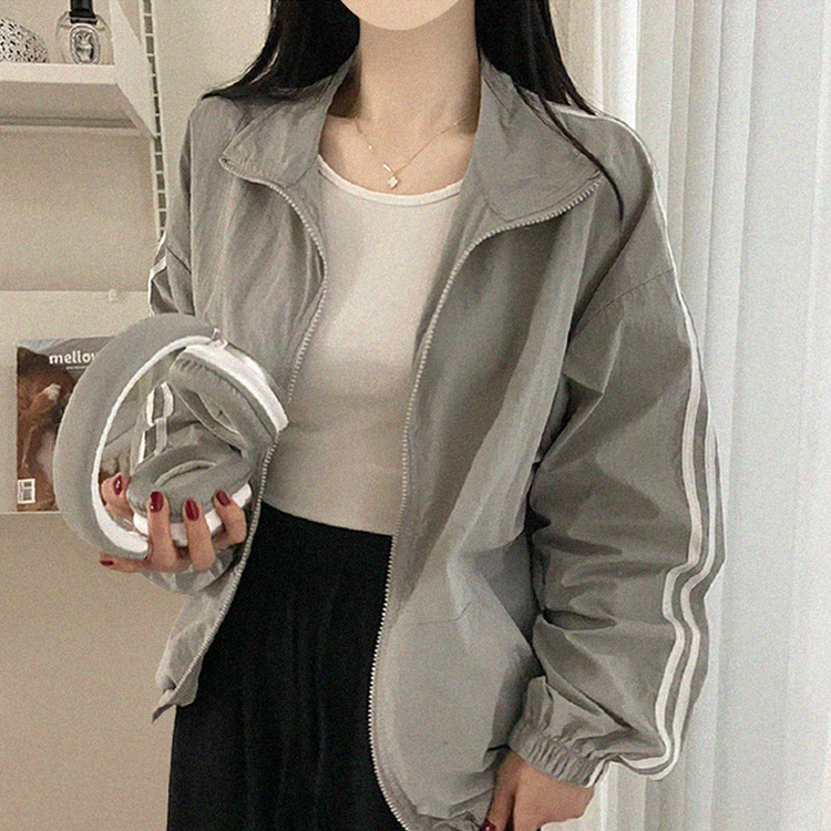 トラックラインジップアップウィンドブレーカー GREY