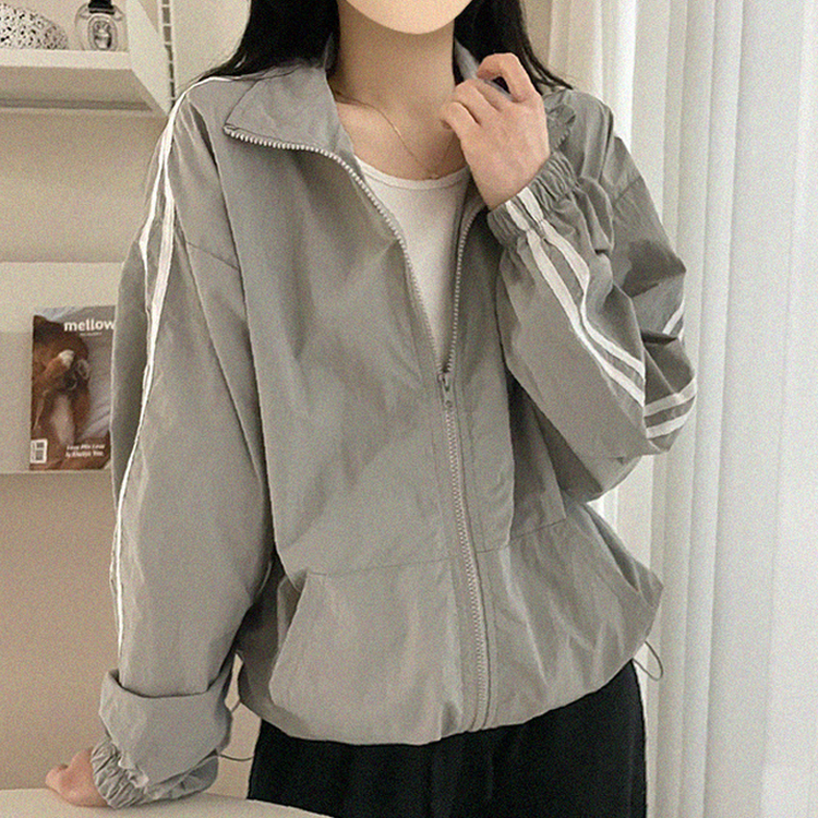 トラックラインジップアップウィンドブレーカー GREY