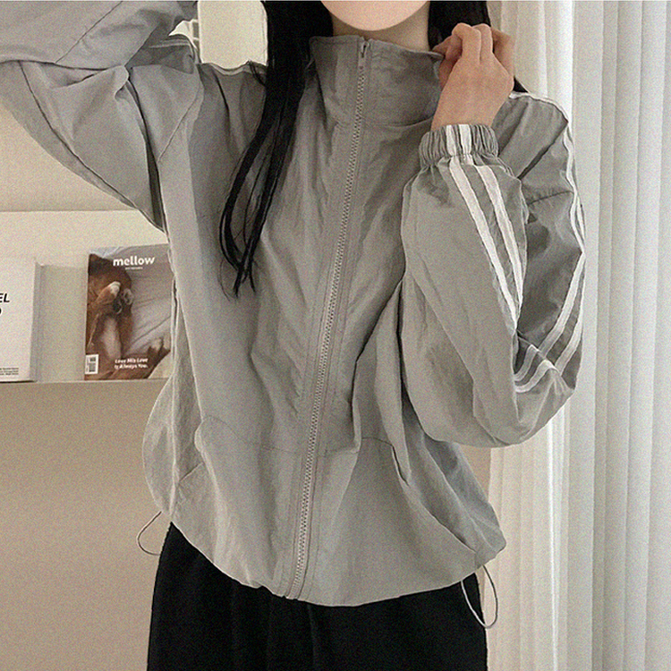 トラックラインジップアップウィンドブレーカー GREY