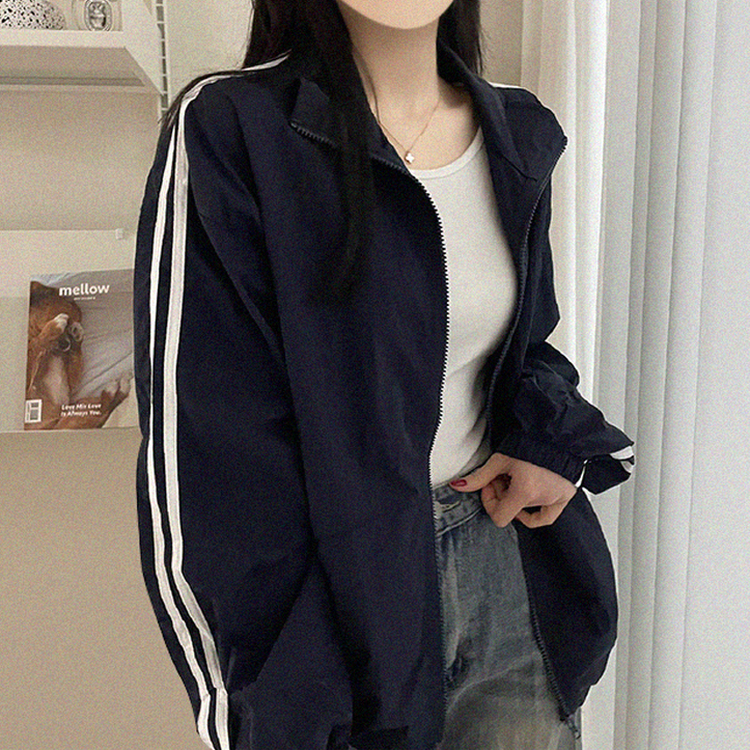 トラックラインジップアップウィンドブレーカー DARK BLUE