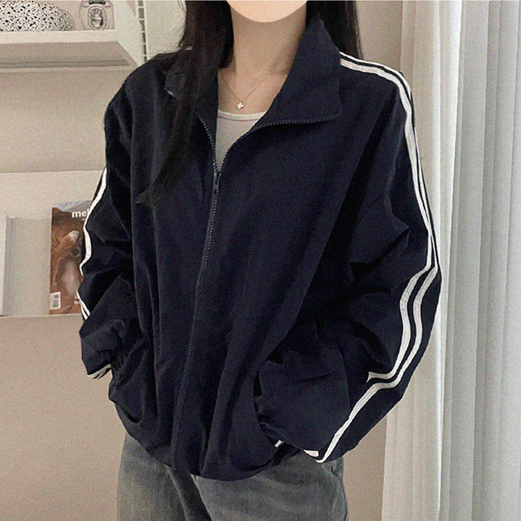 トラックラインジップアップウィンドブレーカー DARK BLUE