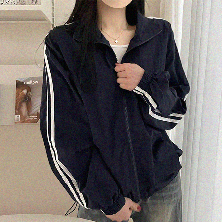 トラックラインジップアップウィンドブレーカー DARK BLUE