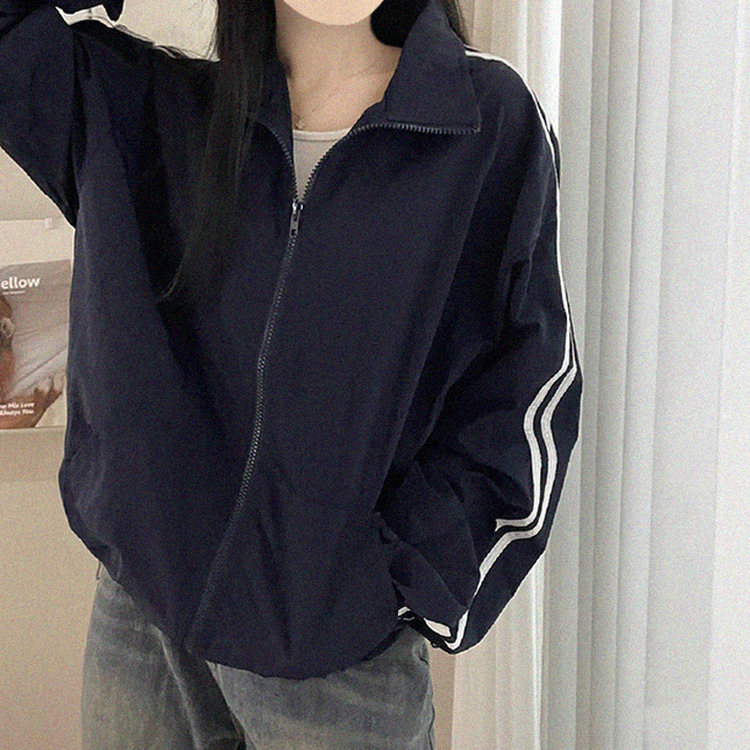 トラックラインジップアップウィンドブレーカー DARK BLUE