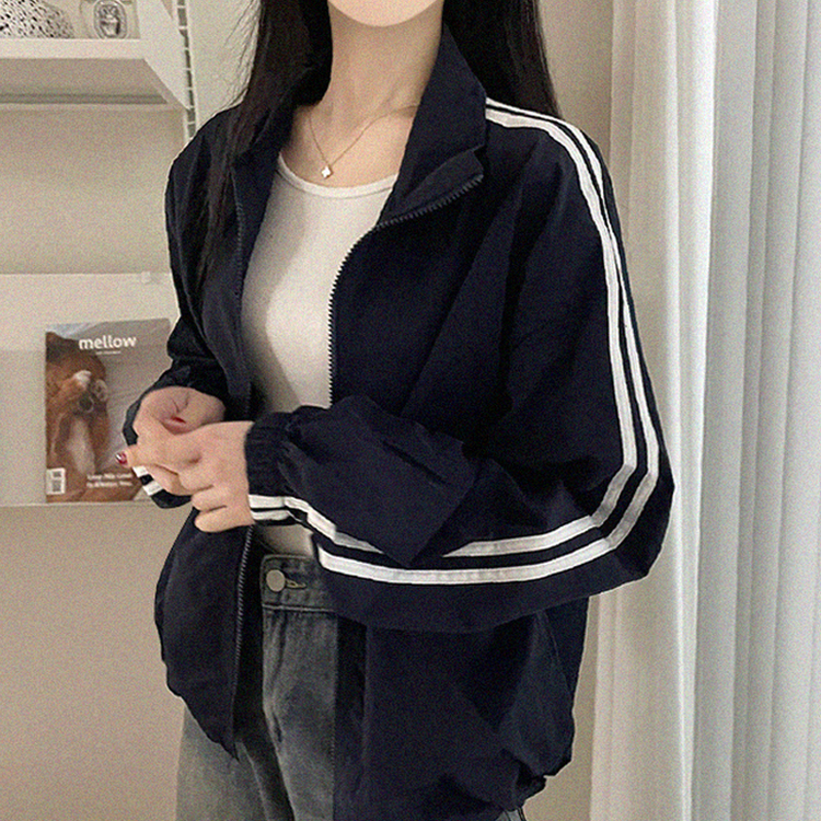 トラックラインジップアップウィンドブレーカー DARK BLUE