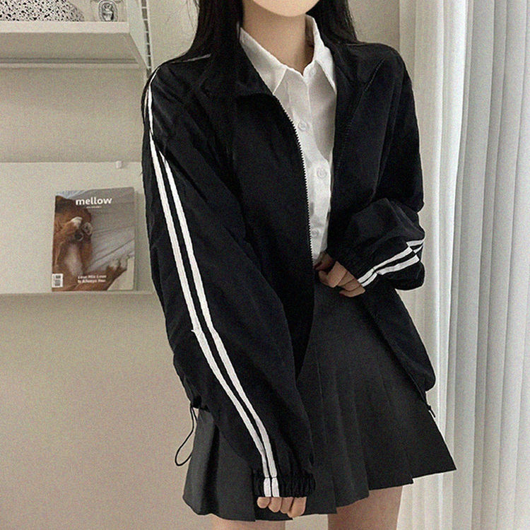 トラックラインジップアップウィンドブレーカー BLACK