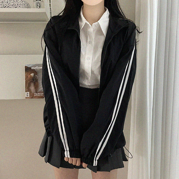 トラックラインジップアップウィンドブレーカー BLACK