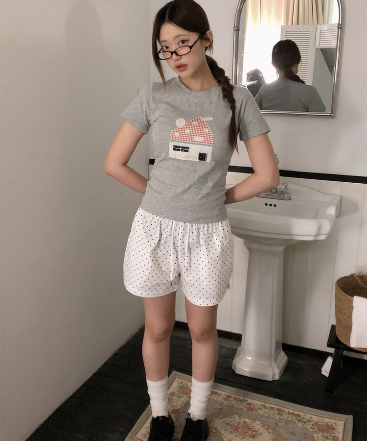 バンディングドットハートポケットショートパンツ WHITE