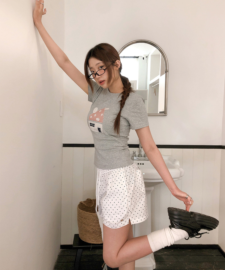 バンディングドットハートポケットショートパンツ WHITE