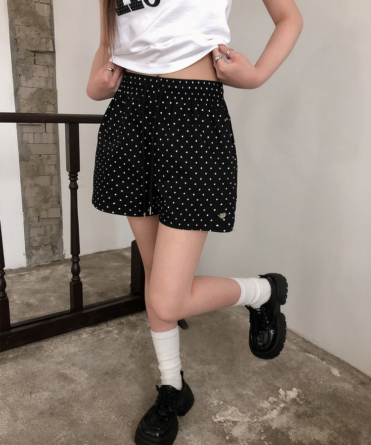 バンディングドットハートポケットショートパンツ BLACK