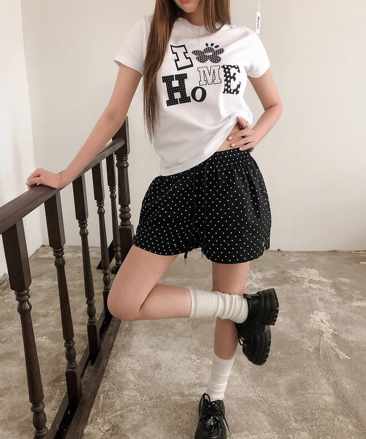 バンディングドットハートポケットショートパンツ BLACK