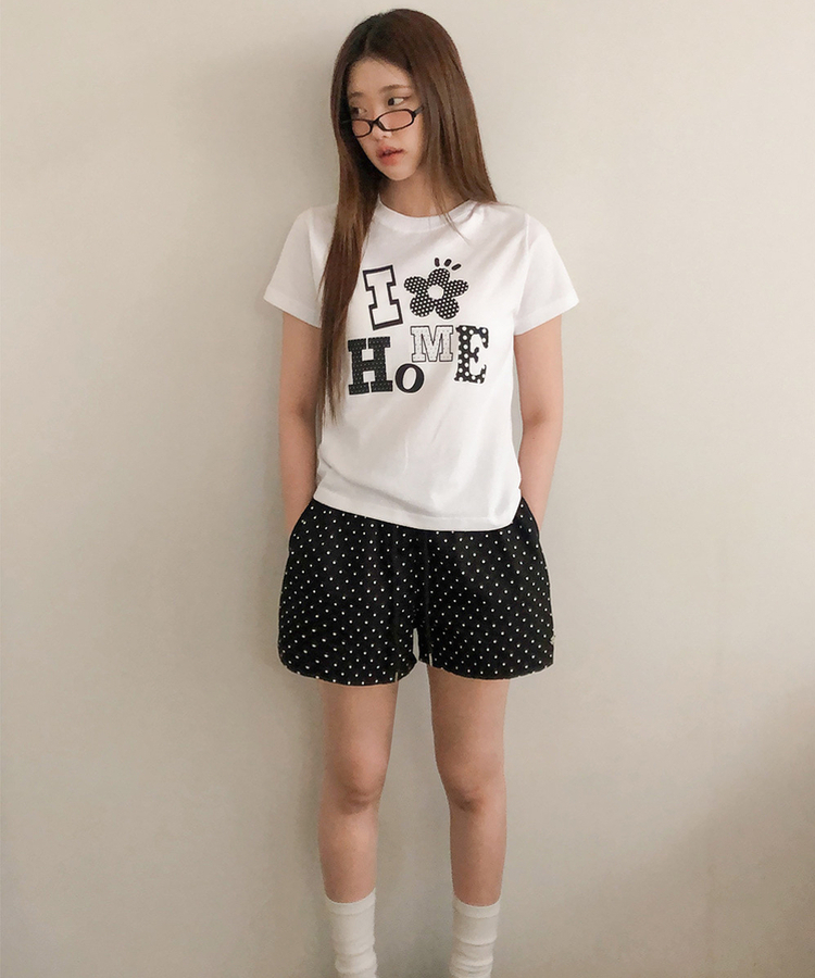 バンディングドットハートポケットショートパンツ BLACK