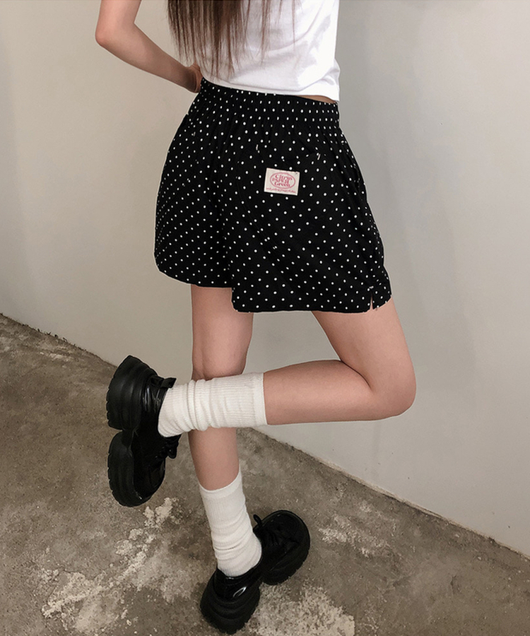 バンディングドットハートポケットショートパンツ BLACK