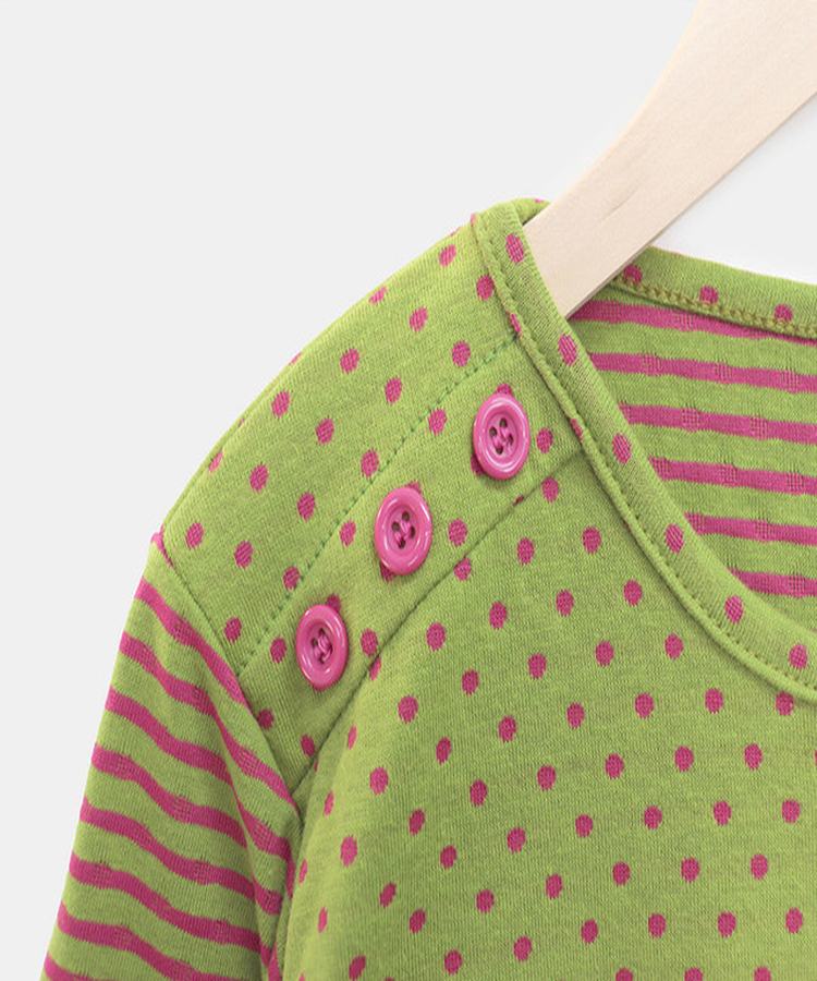 カラーストライプボタン7分Tシャツ