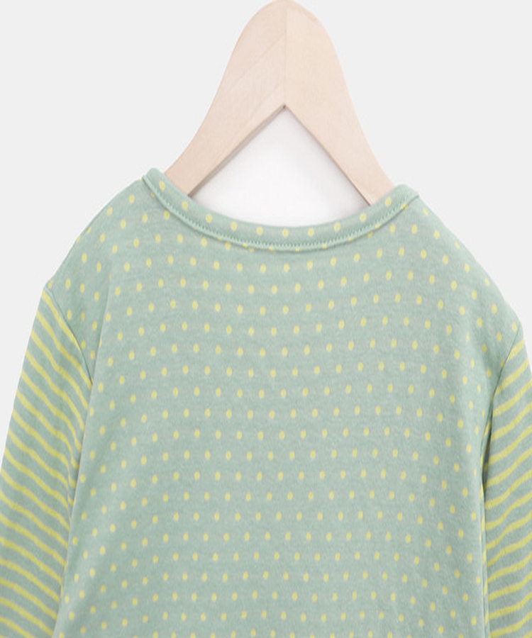 カラーストライプボタン7分Tシャツ