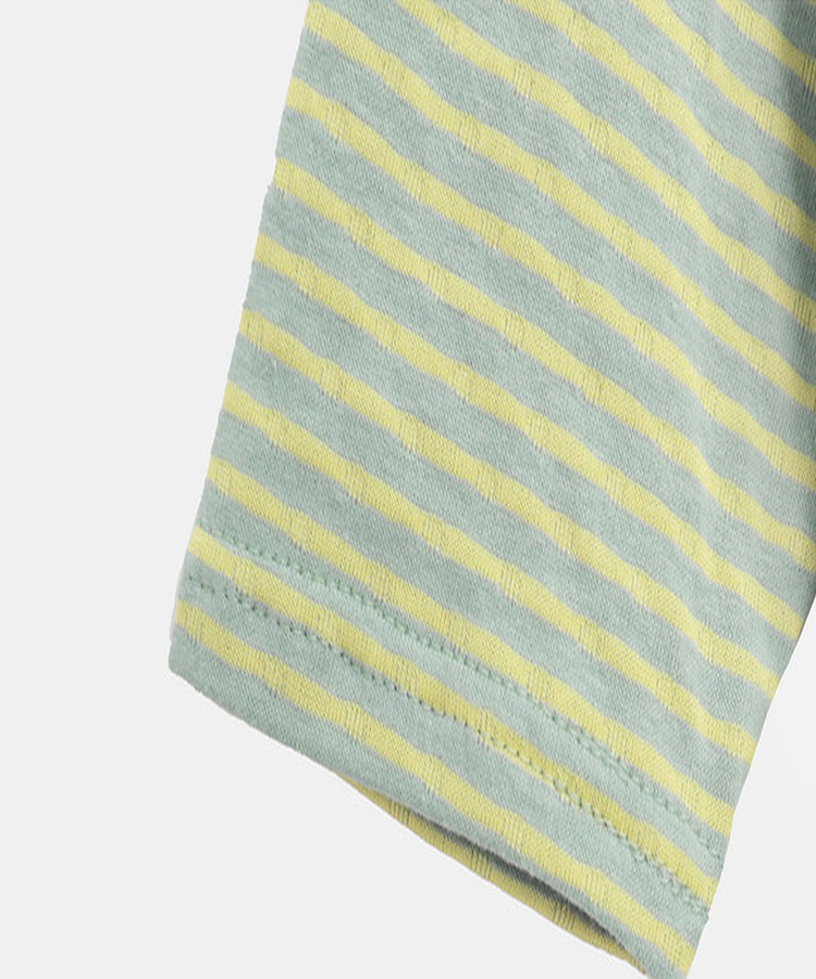 カラーストライプボタン7分Tシャツ