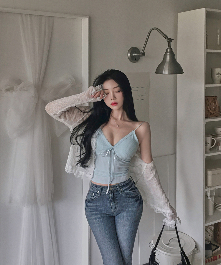 レースフリルシースルーカーディガン(6color) WHITE