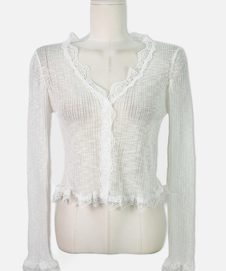 レースフリルシースルーカーディガン(6color)