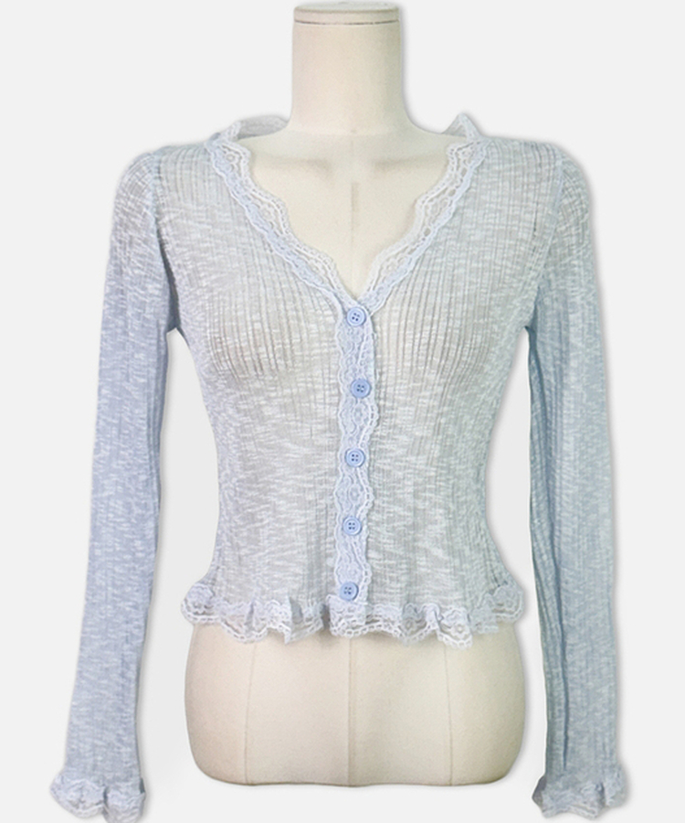 レースフリルシースルーカーディガン(6color)