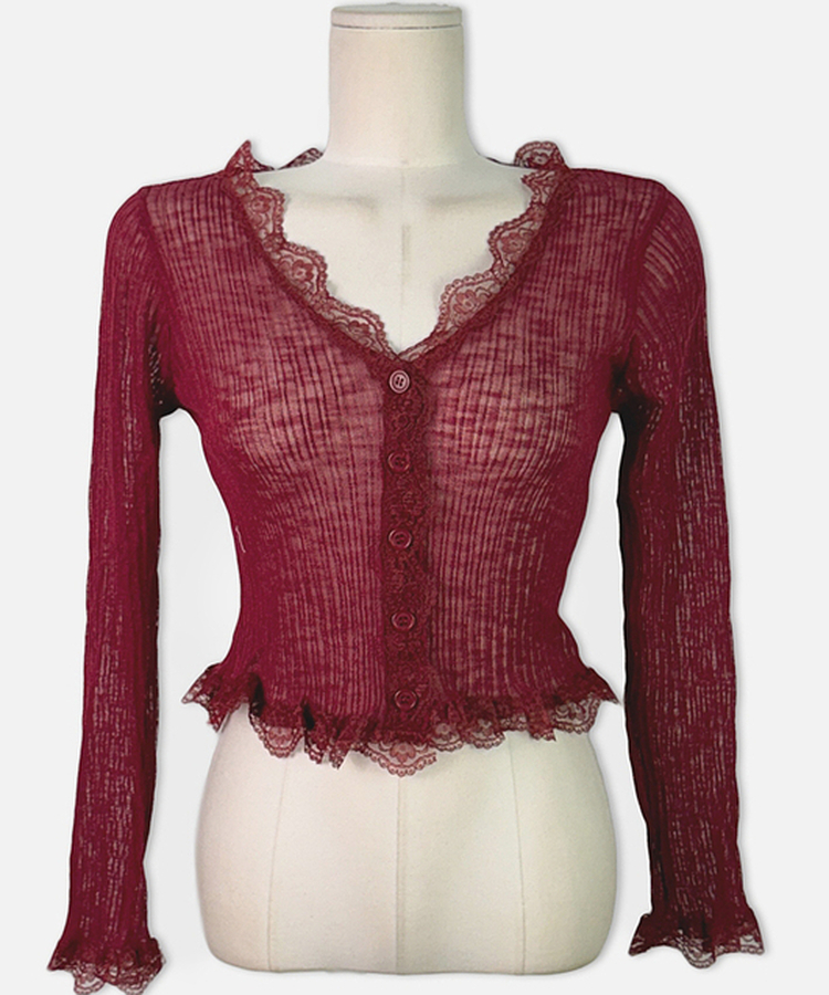 レースフリルシースルーカーディガン(6color)