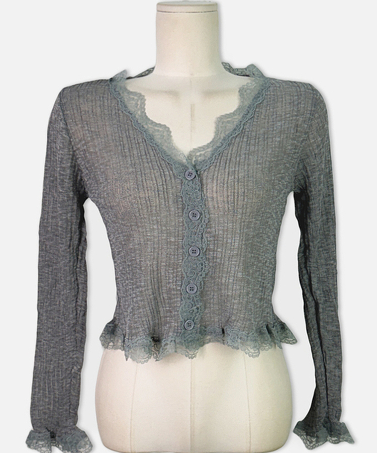 レースフリルシースルーカーディガン(6color)