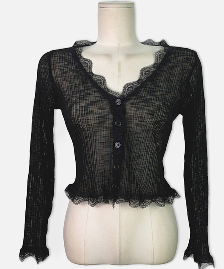 レースフリルシースルーカーディガン(6color)