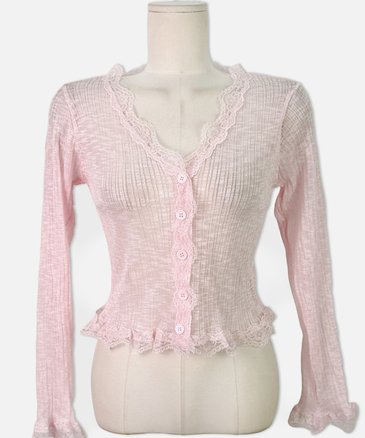 レースフリルシースルーカーディガン(6color)