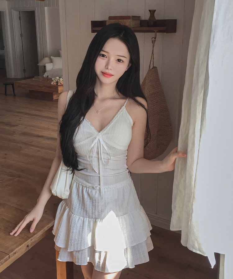 レースリボンリブキャミソール(5color) WHITE