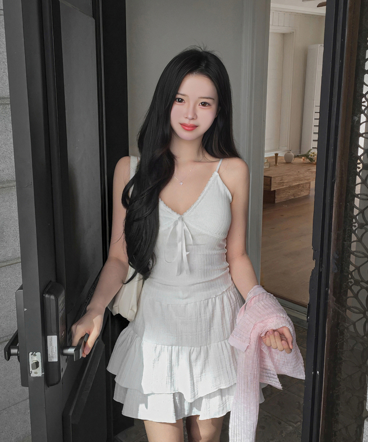 レースリボンリブキャミソール(5color) WHITE