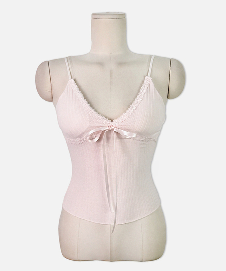 レースリボンリブキャミソール(5color)