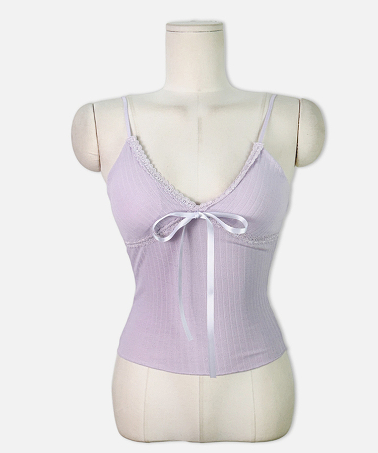 レースリボンリブキャミソール(5color)