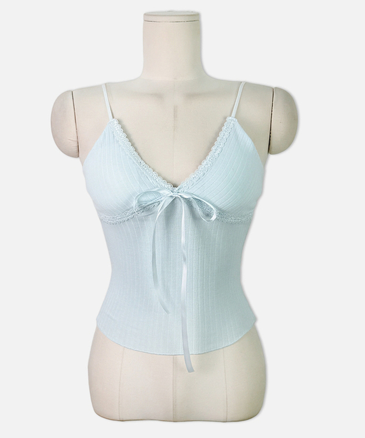 レースリボンリブキャミソール(5color)