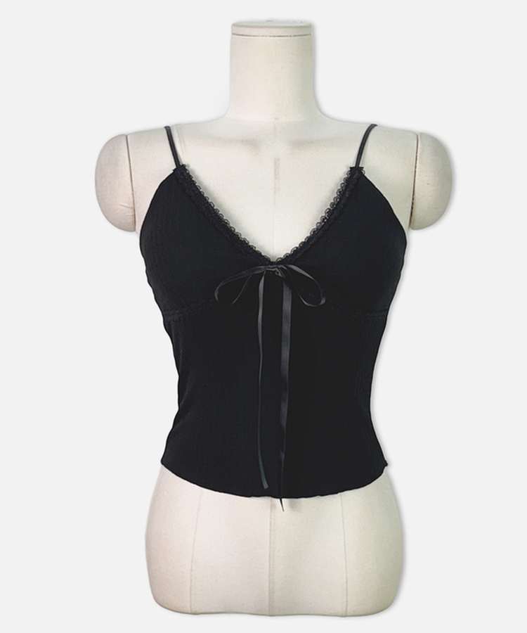 レースリボンリブキャミソール(5color)