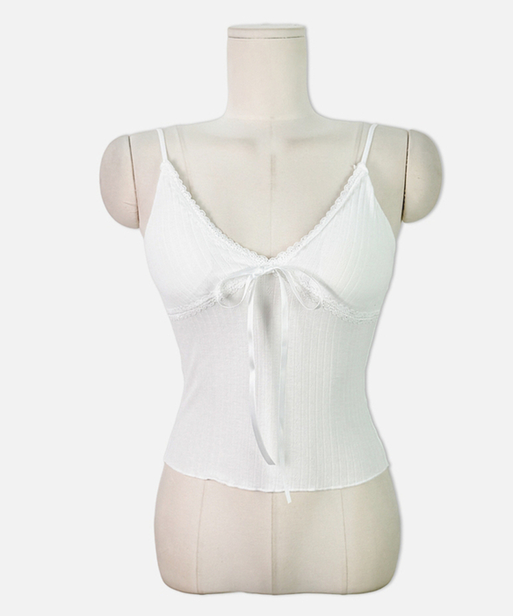 レースリボンリブキャミソール(5color)